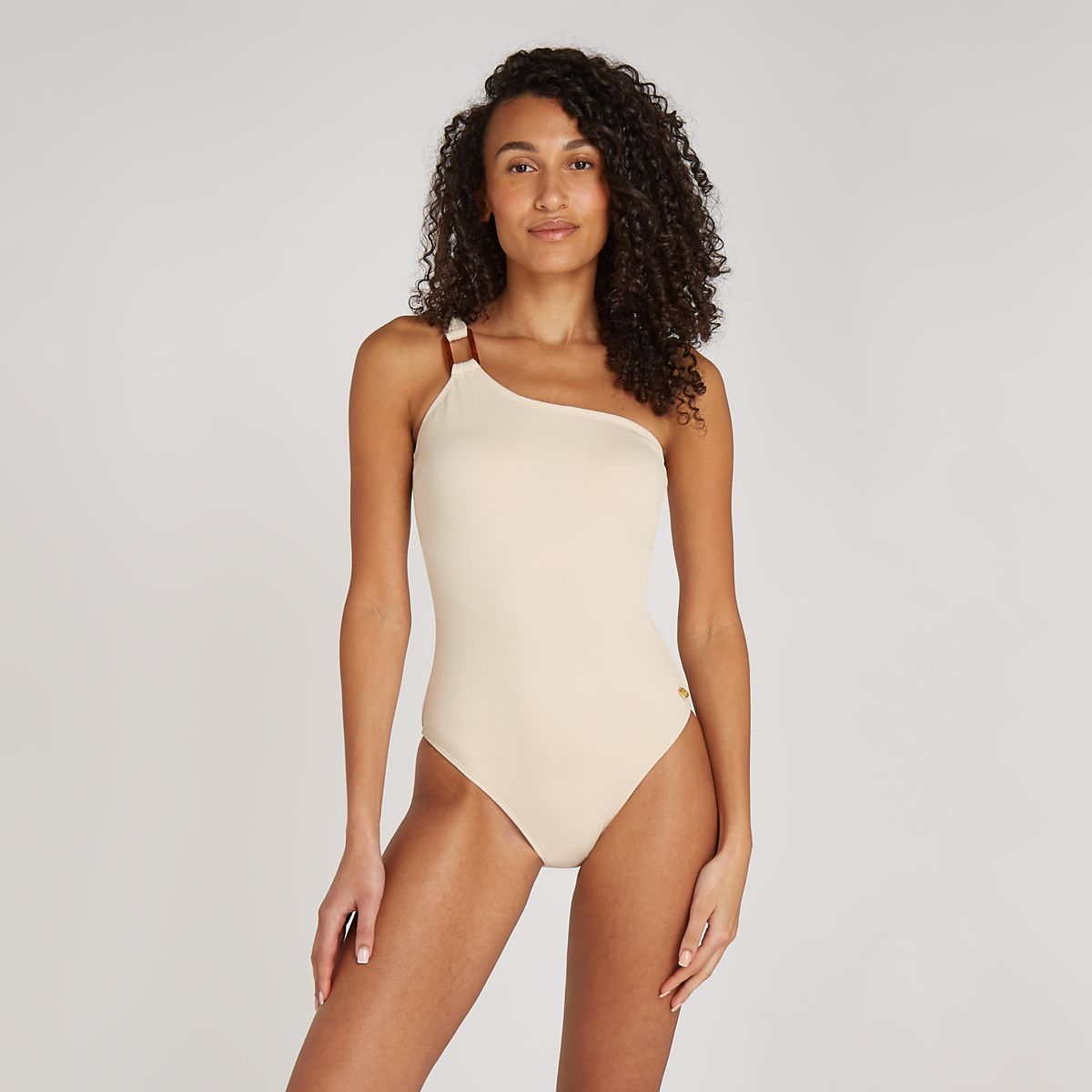 swimsuit one shoulder off white relief