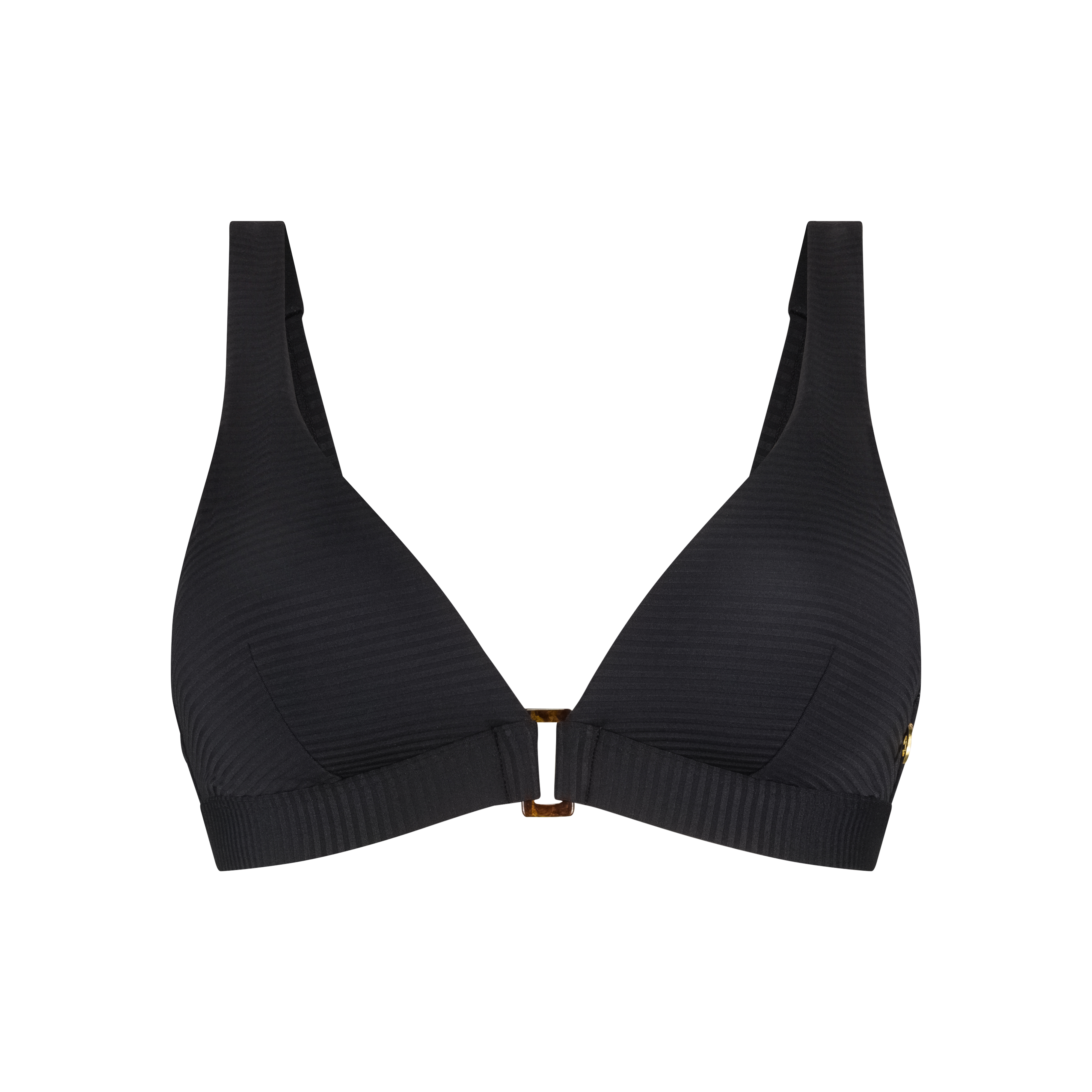 Triangle buckle push-up bikini top zwart 