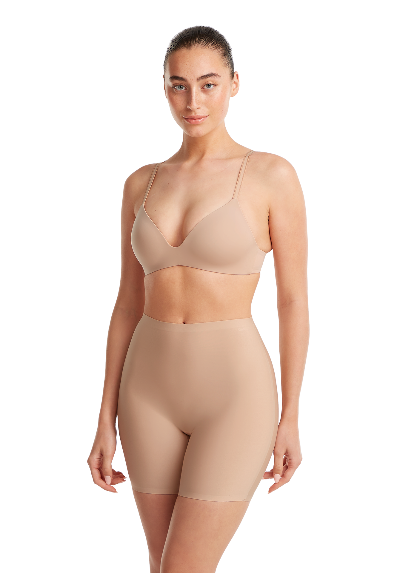 high waist long shorts walnut