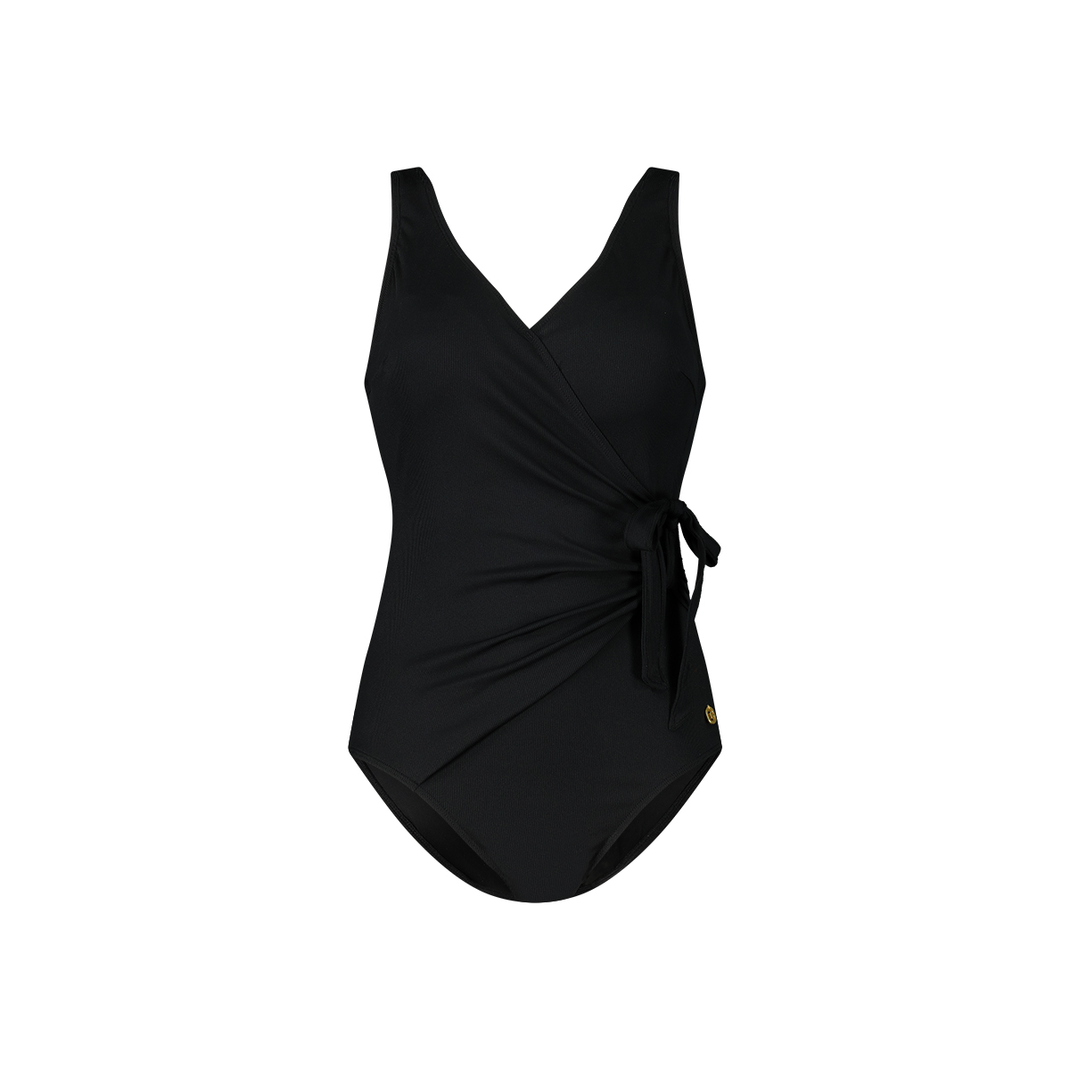V-neck swimsuit black rib maat 46