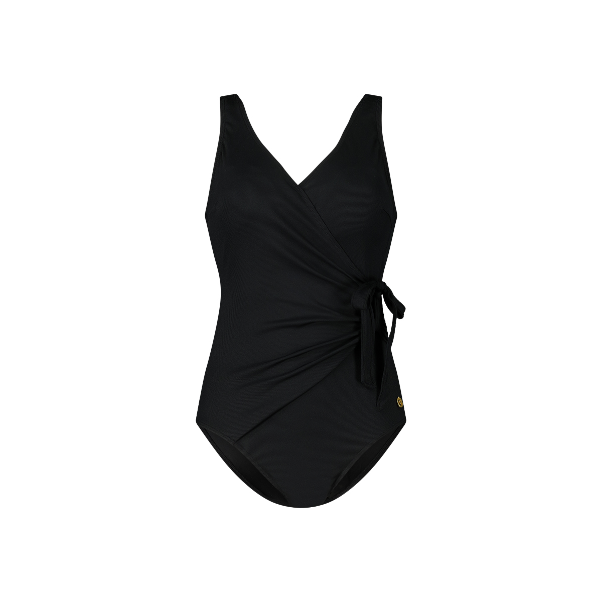 V-neck swimsuit black rib maat 36