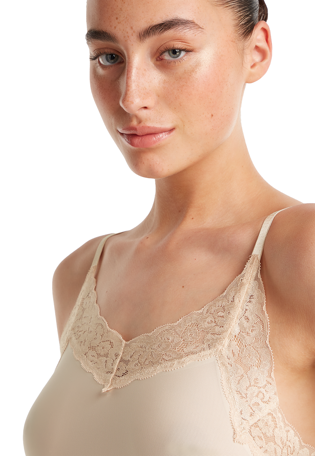 spaghetti top met kant almond spaghetti top met kant almond