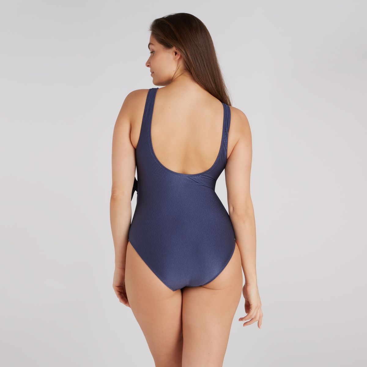 swimsuit v-neck shiny indigo