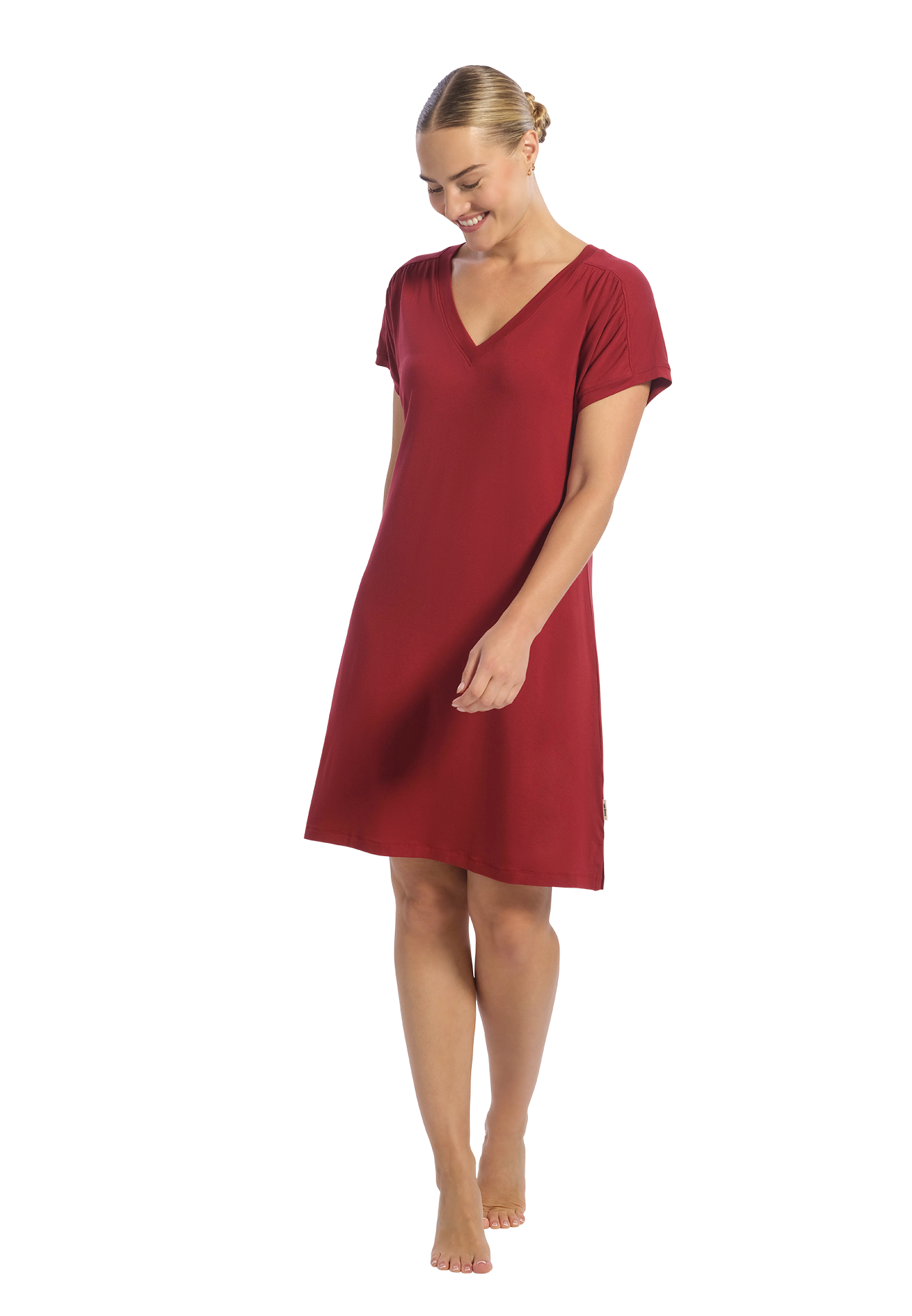 Jurk met korte mouw velvet red 