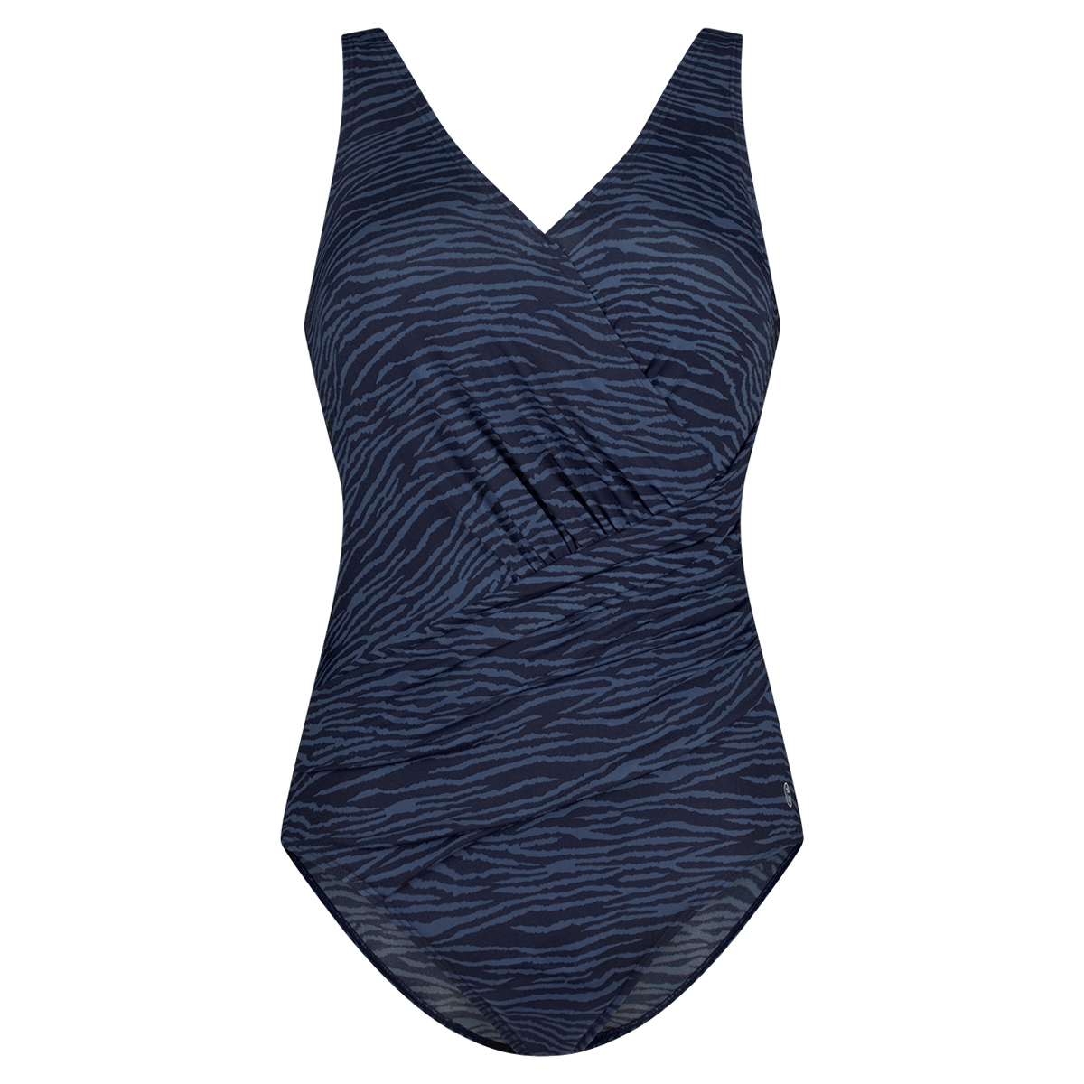 Badpak soft cup v-neck zebra stripe blue 