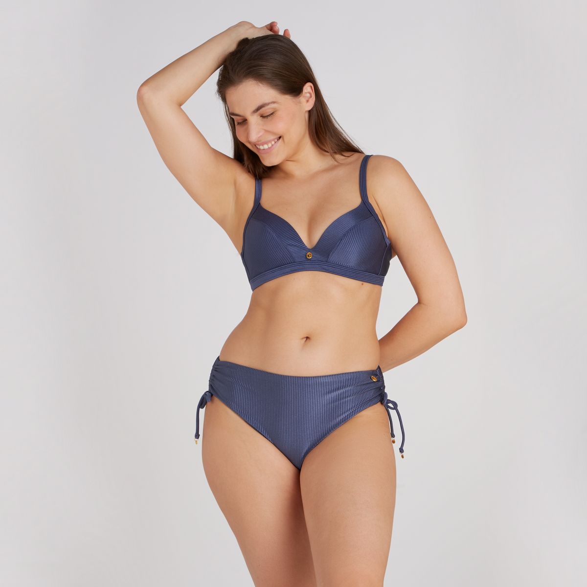 Bikini bottom midi bow shiny indigo