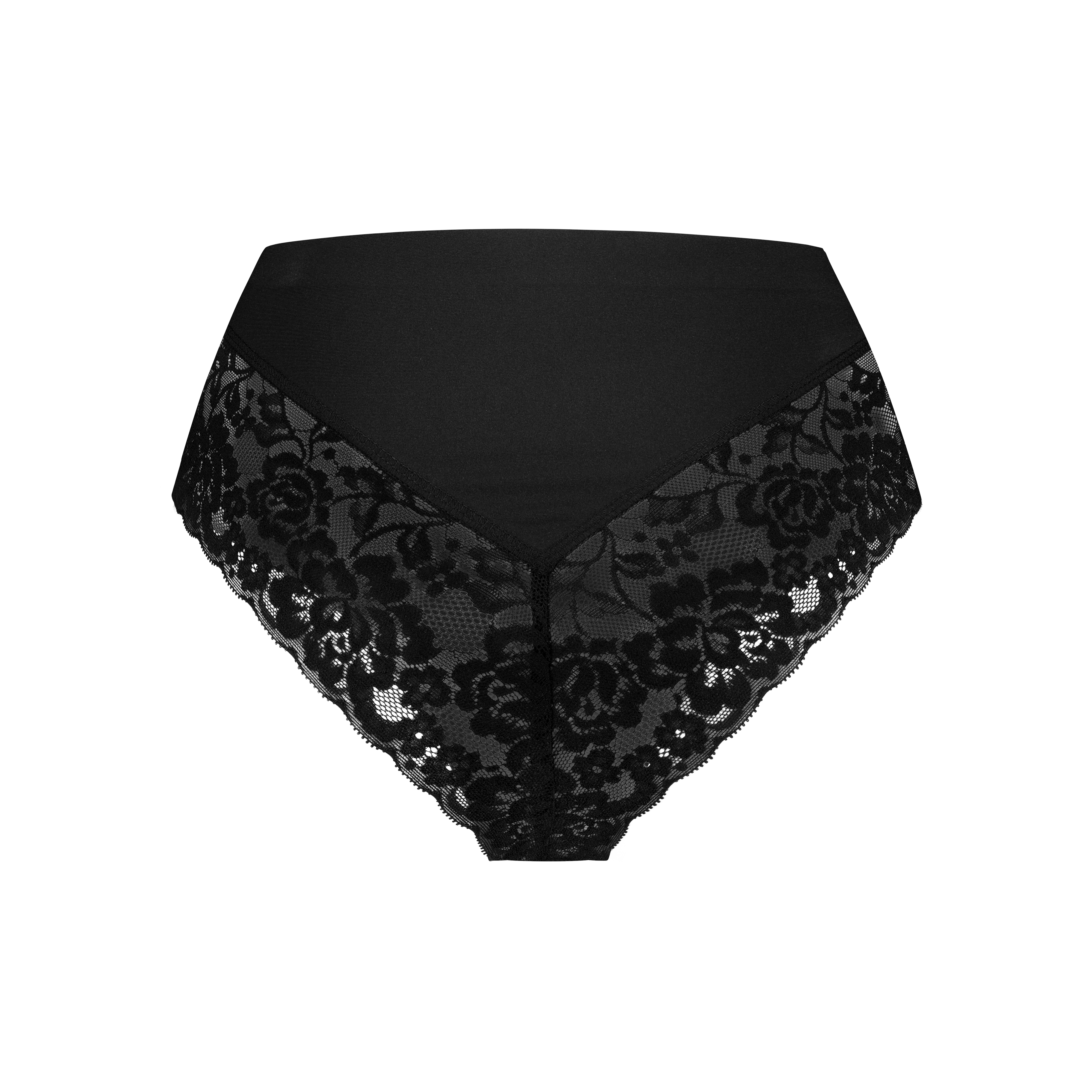 high waist brazilian met kant zwart