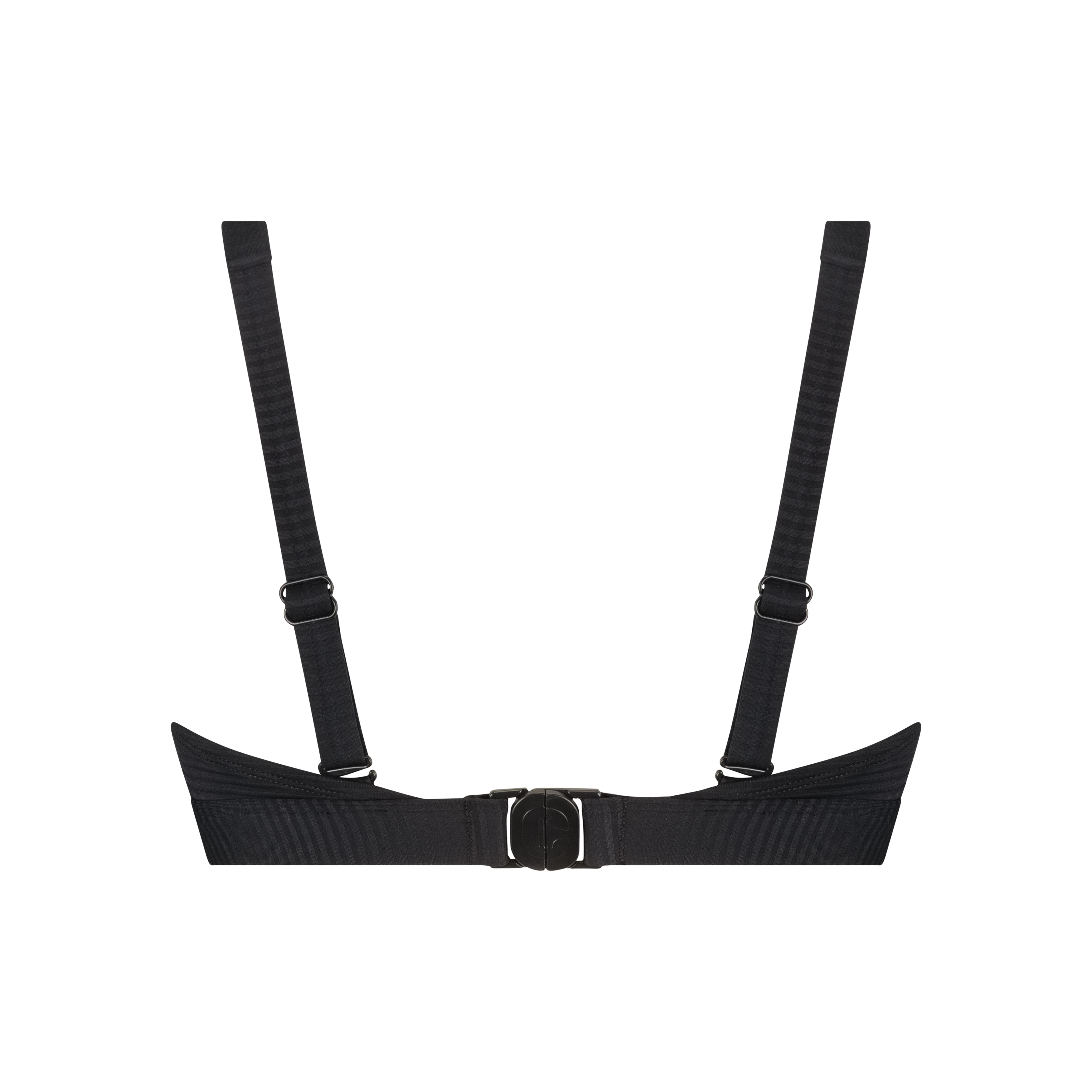 Triangle buckle push-up bikini top zwart 