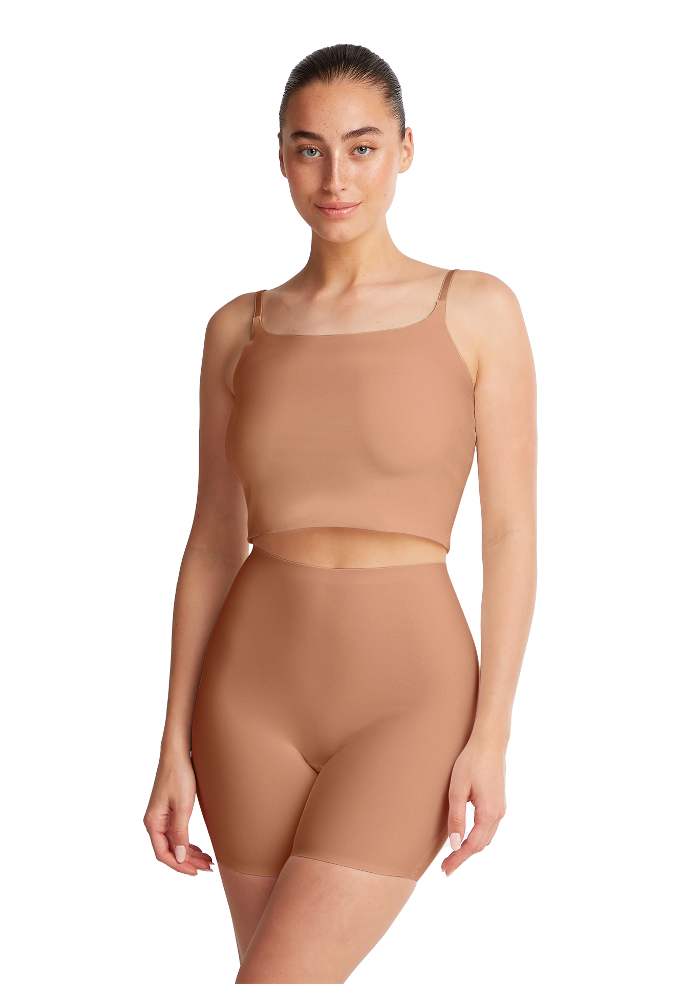 high waist long shorts hazelnut