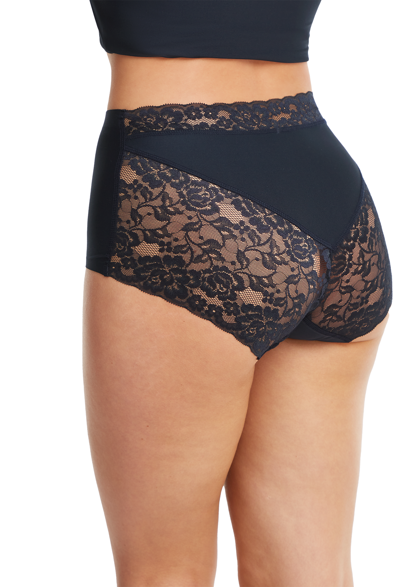 high waist met kant dark navy