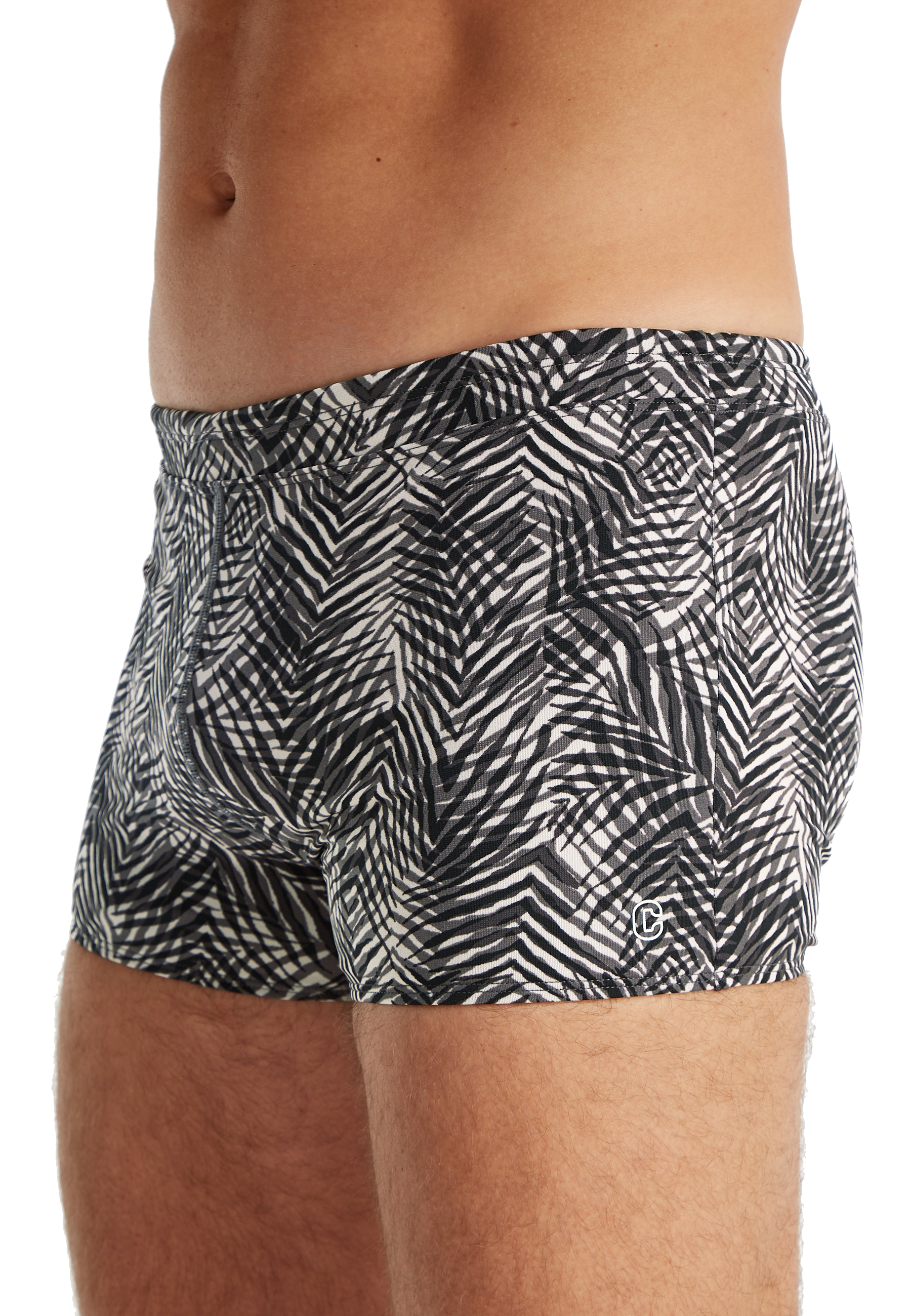 Swimshort summer leaves grey 