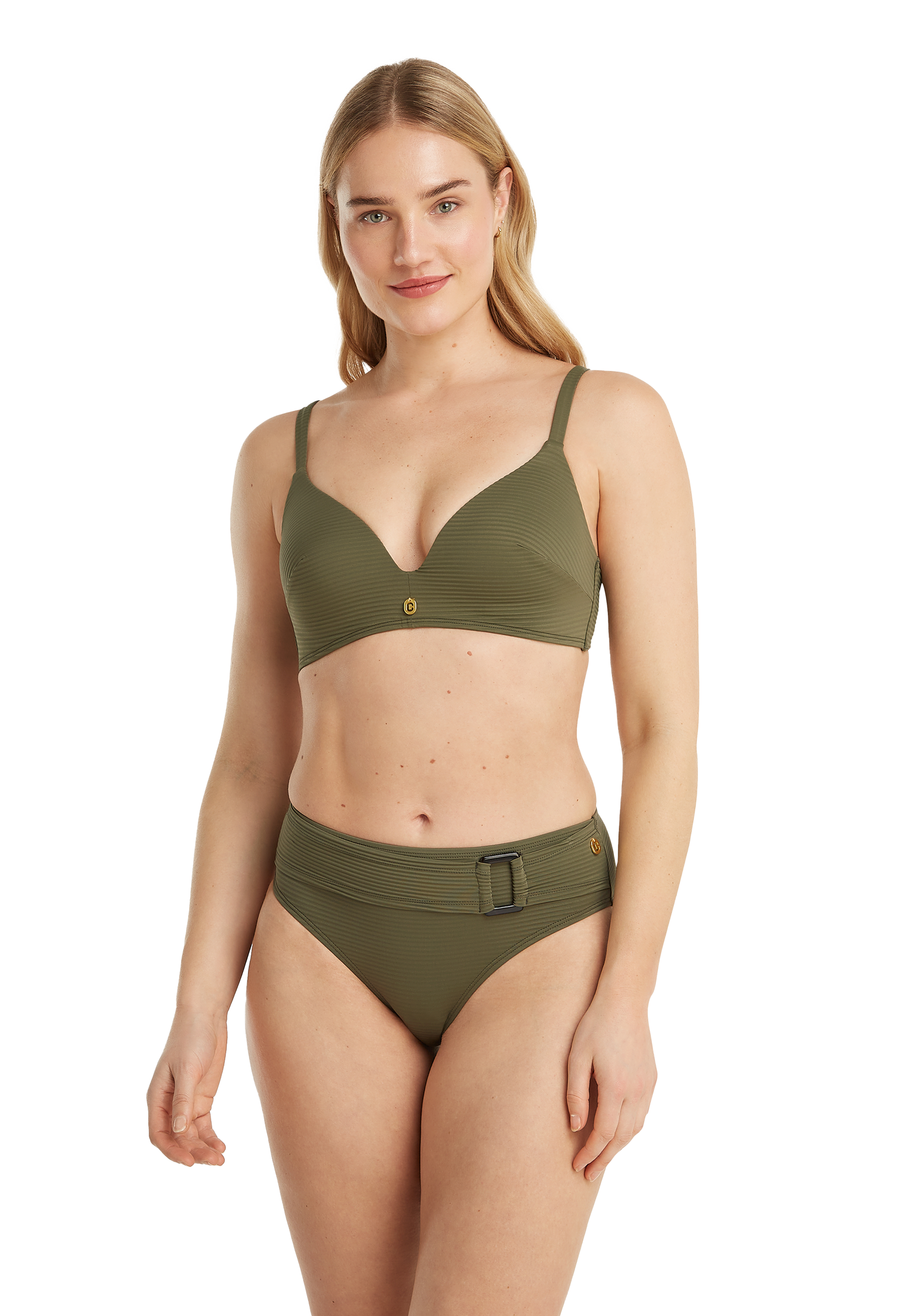 Plunge bikini top deep olive 