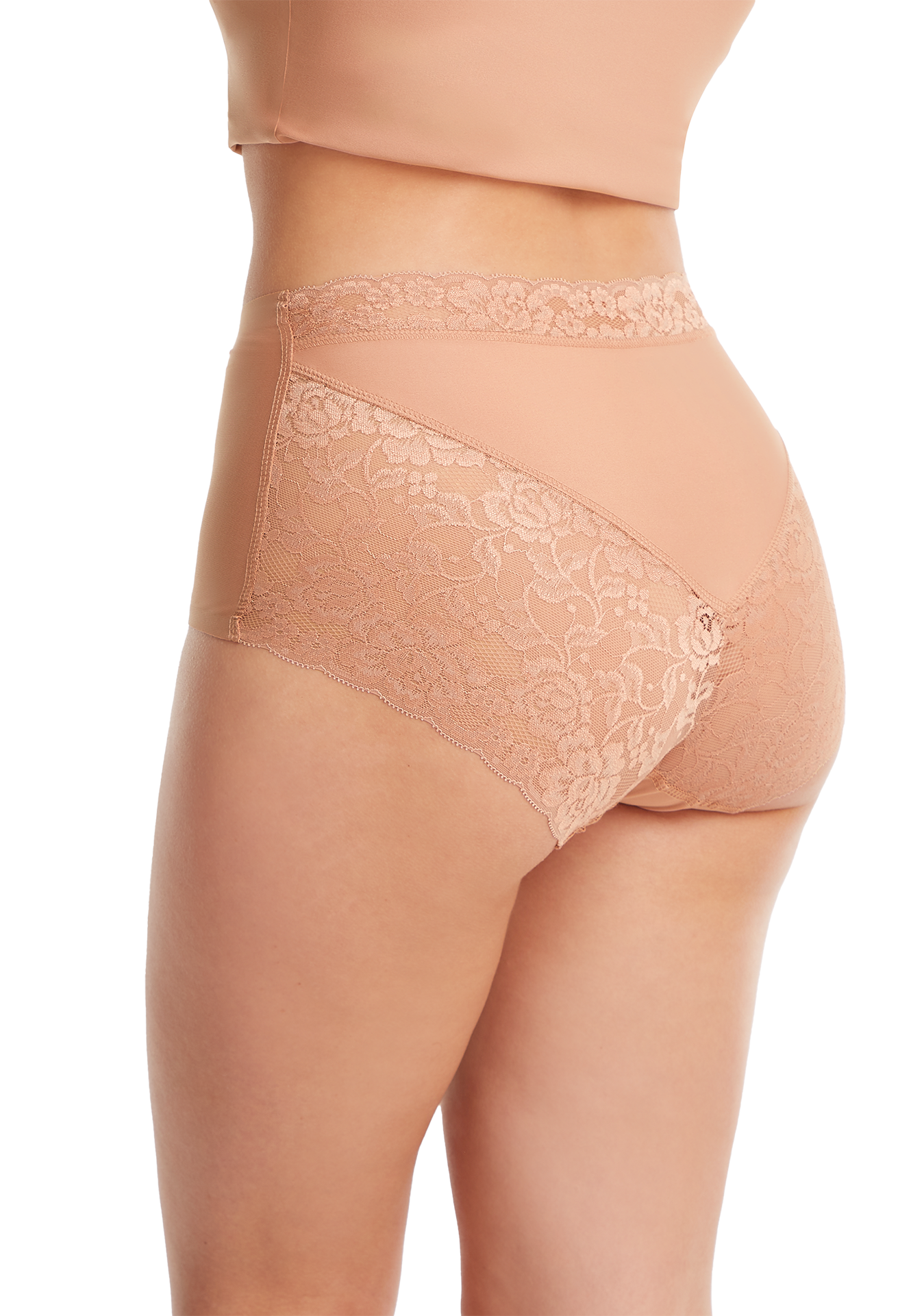 High waist met kant pink nut