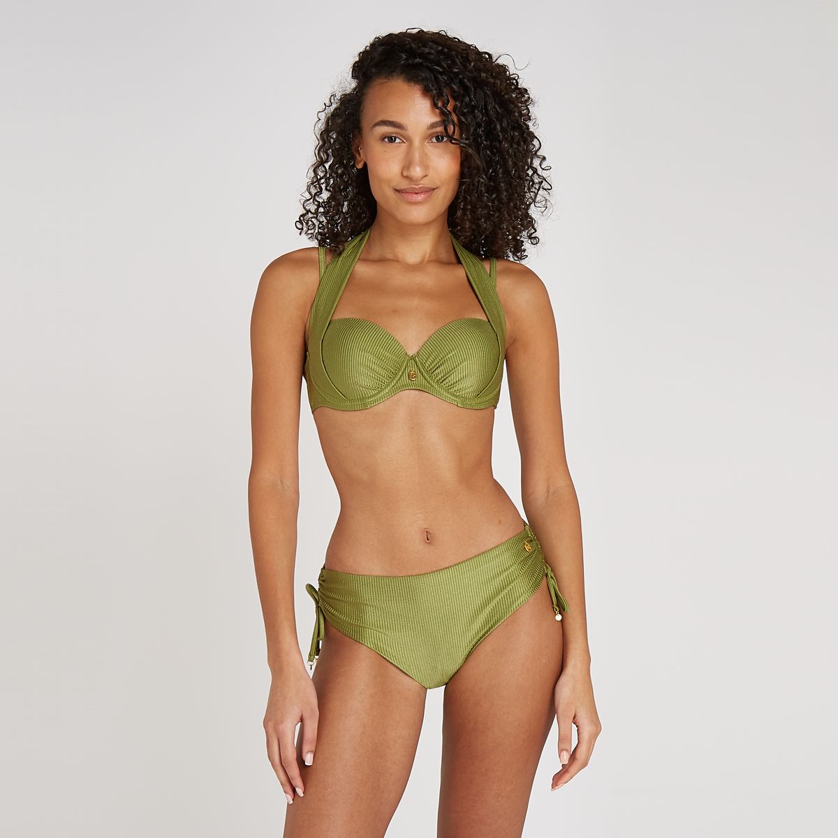 Bikini bottom midi bow shiny green