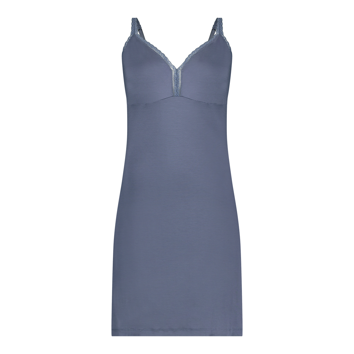 onderjurkje met kant v-neck indigo blue maat S