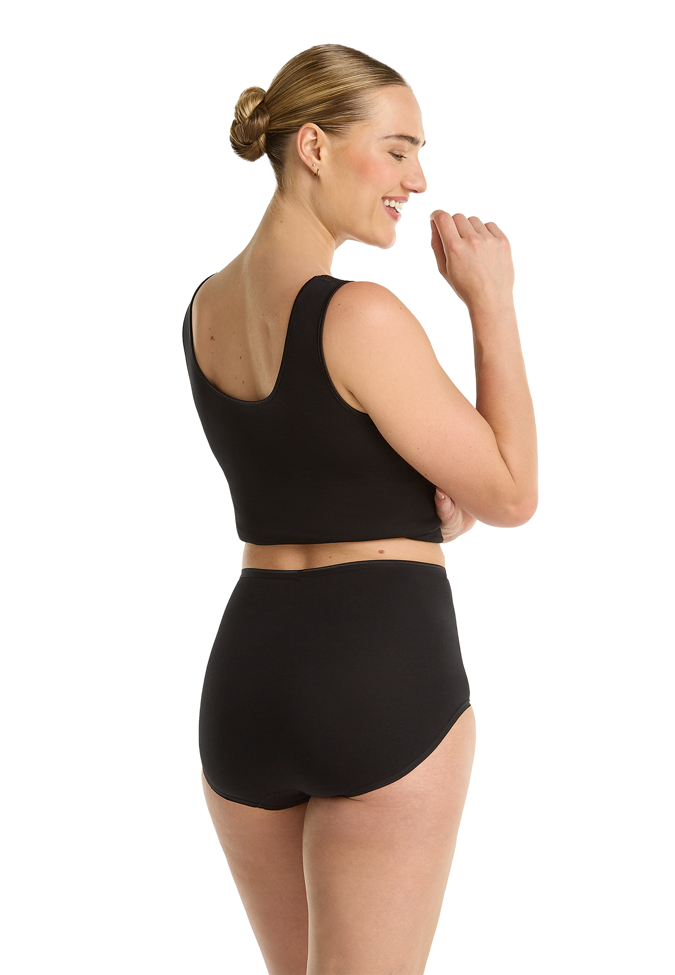 high waist met kant zwart
