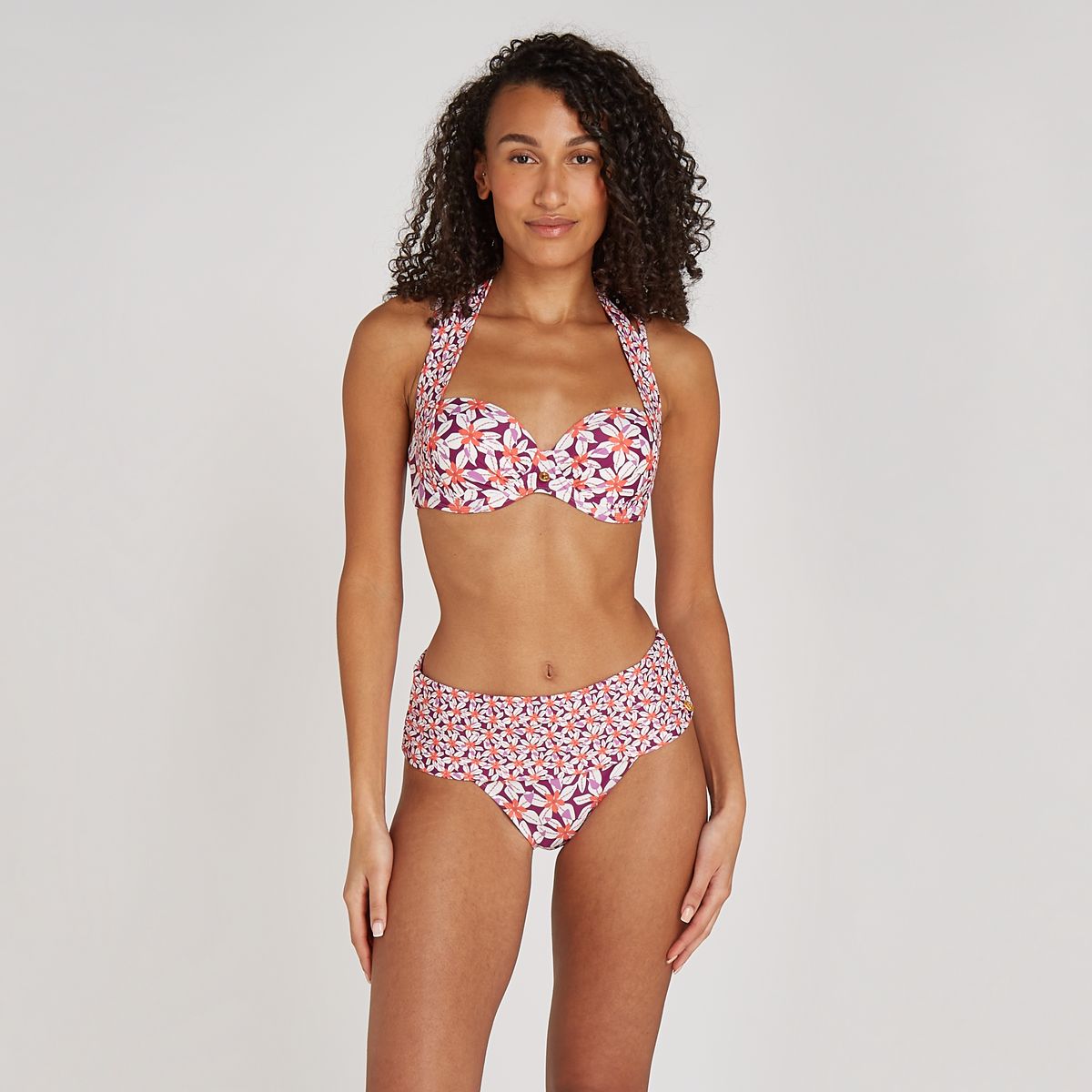 Flipover bikini bottom summer flowers