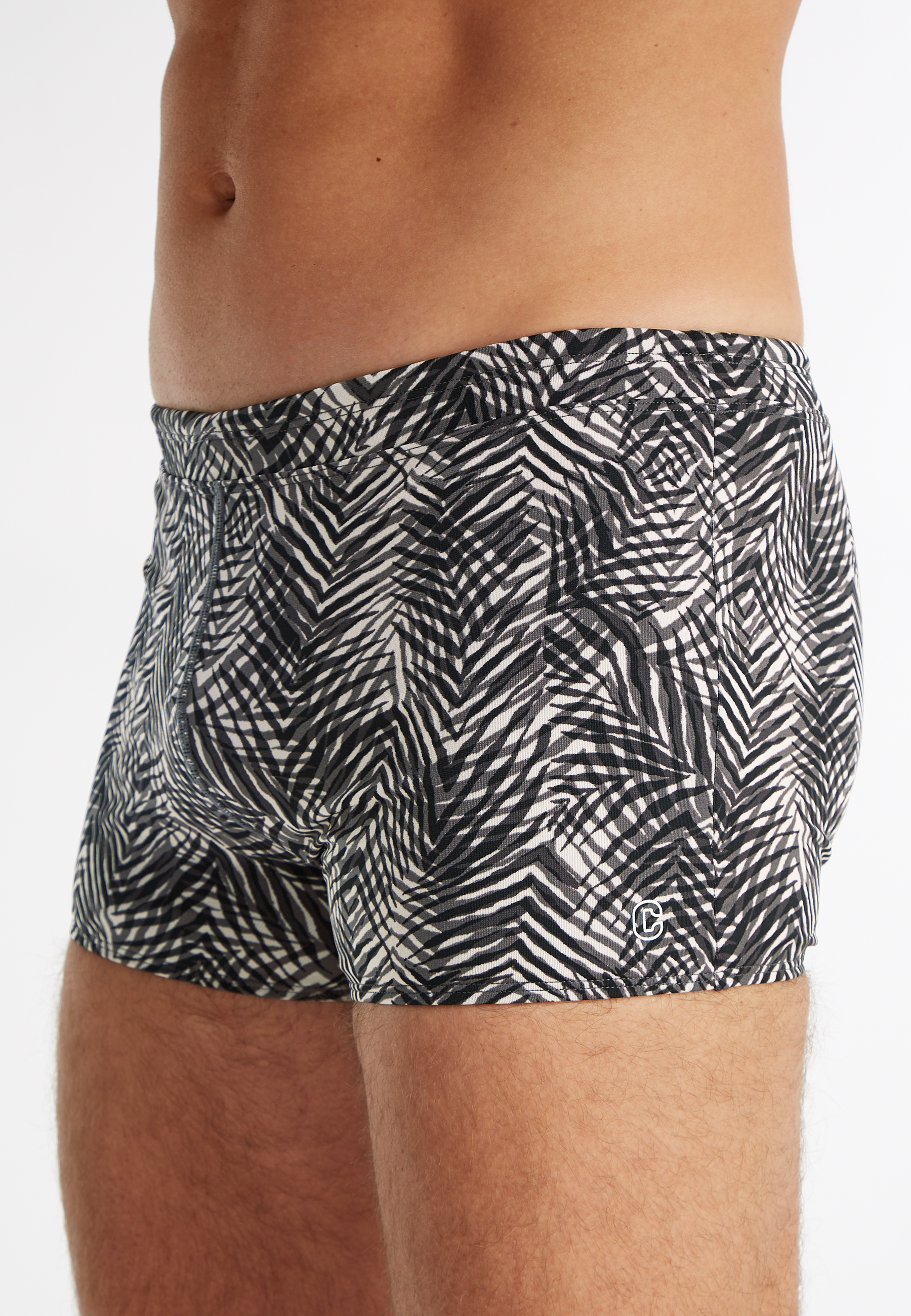 Swimshort summer leaves grey 