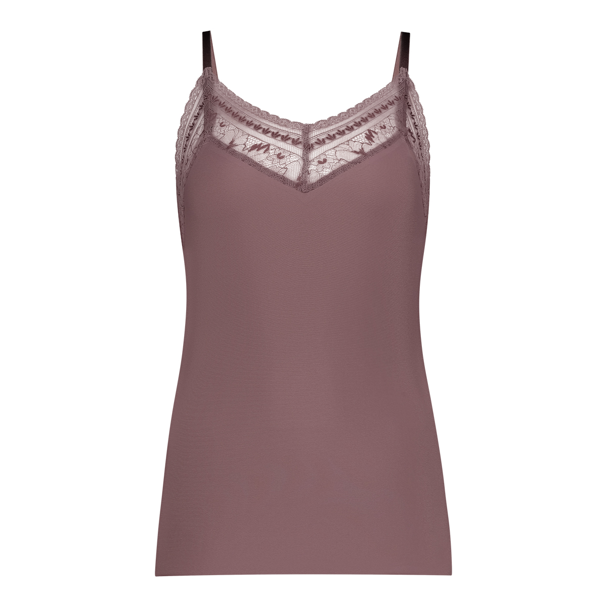 spaghetti top met kant v-neck mauve  spaghetti top met kant v-neck mauve