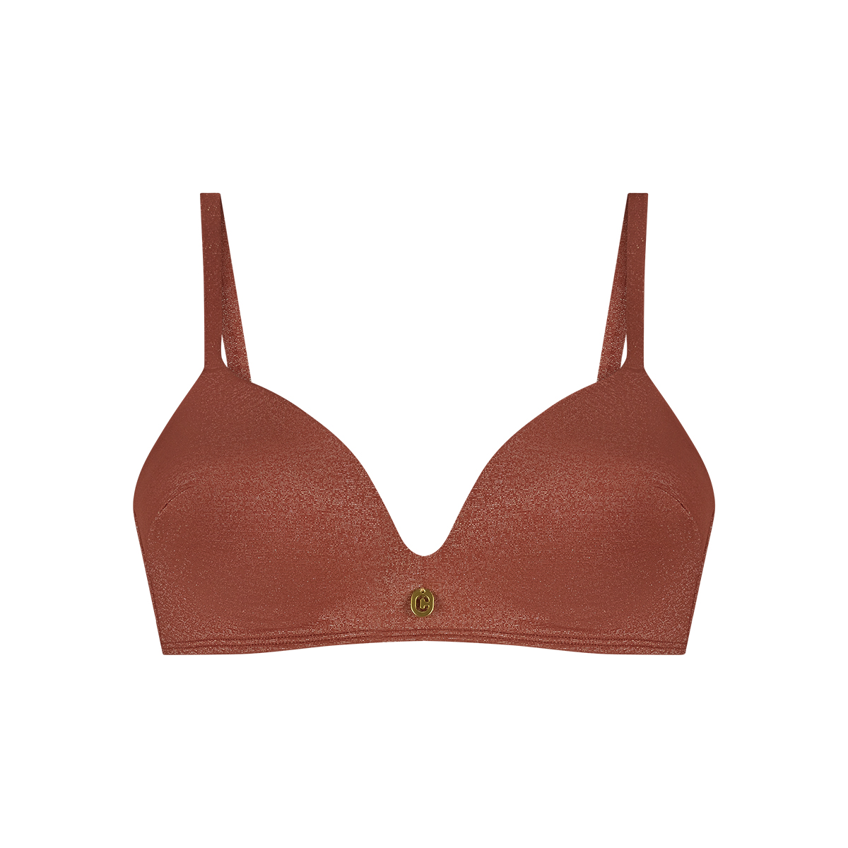 Plunge bikini top warm caramel 
