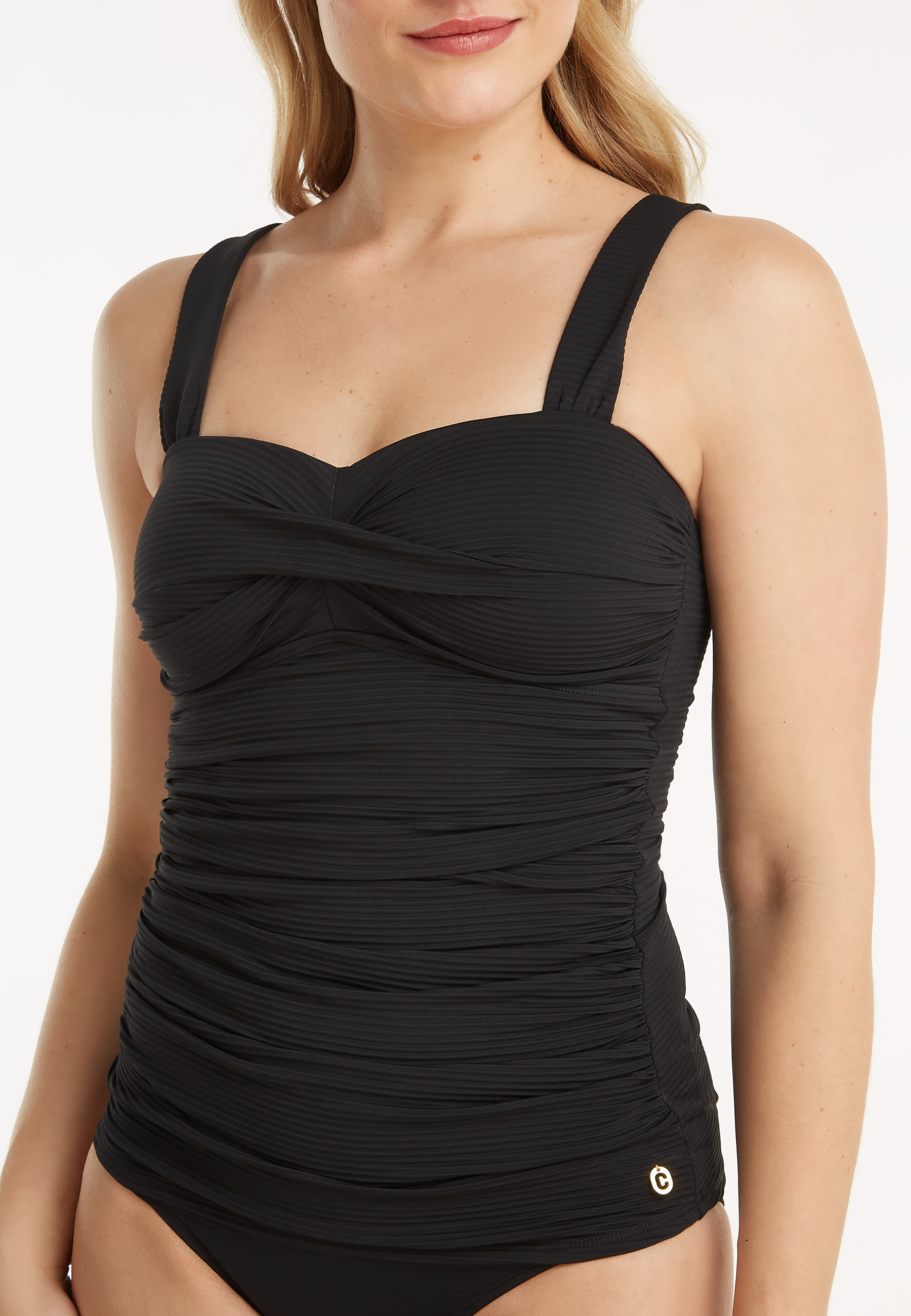 Twisted tankini top zwart 