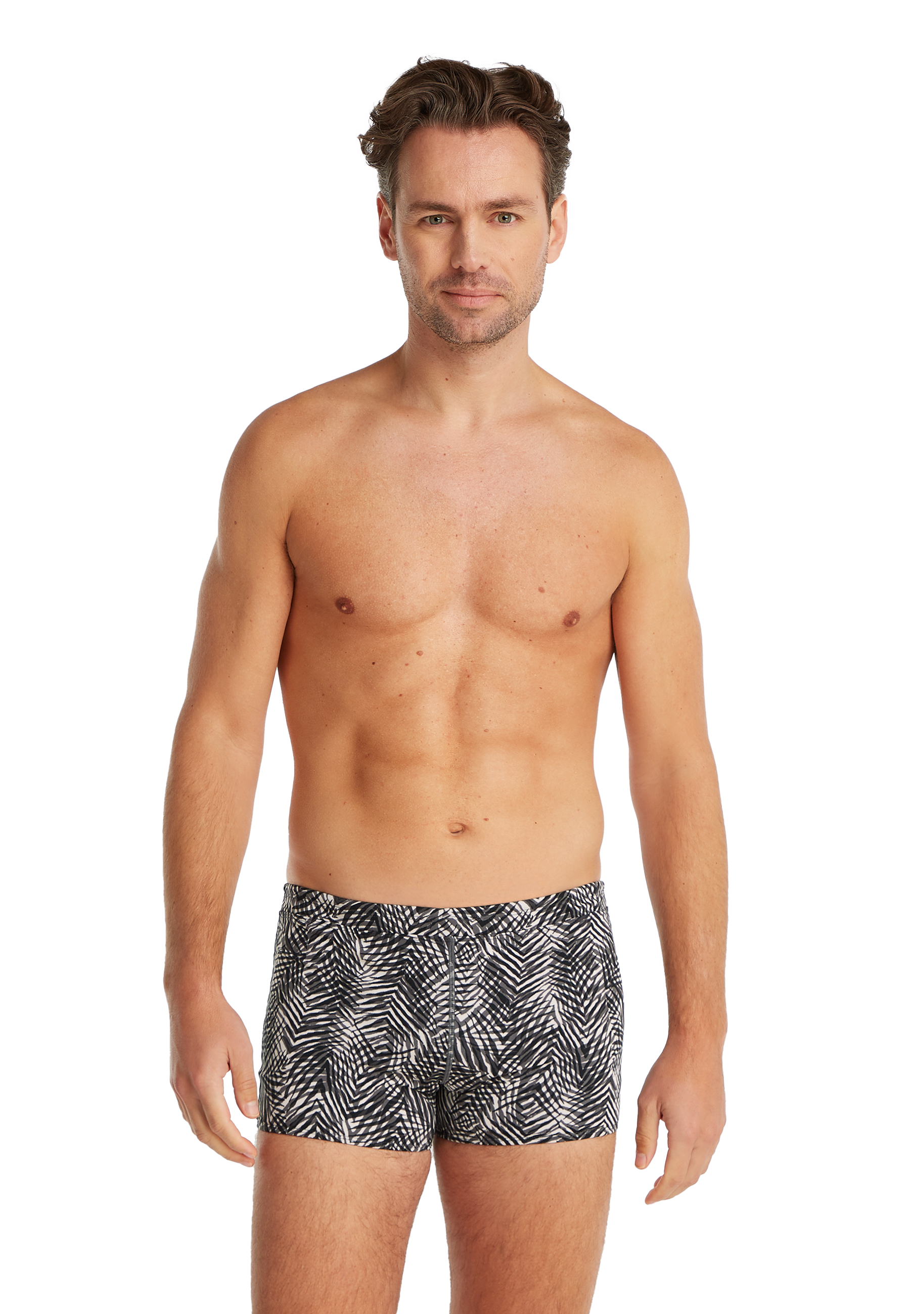 Swimshort summer leaves grey 