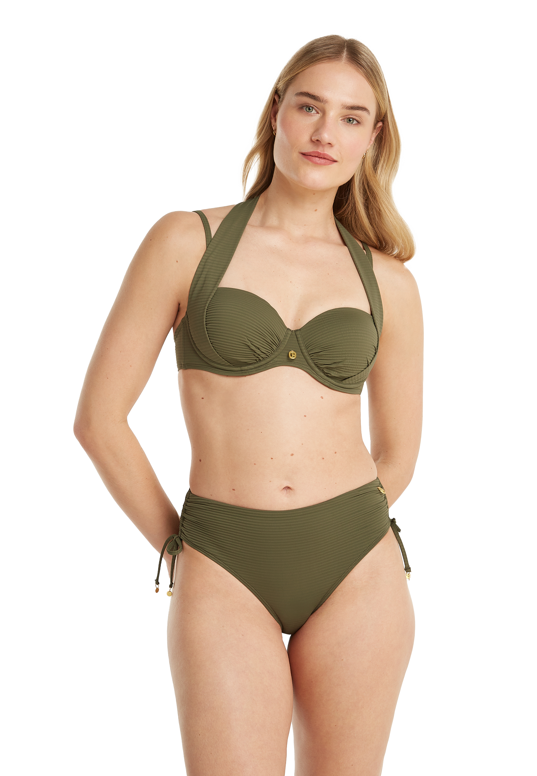 Midi bow bikini bottom deep olive 