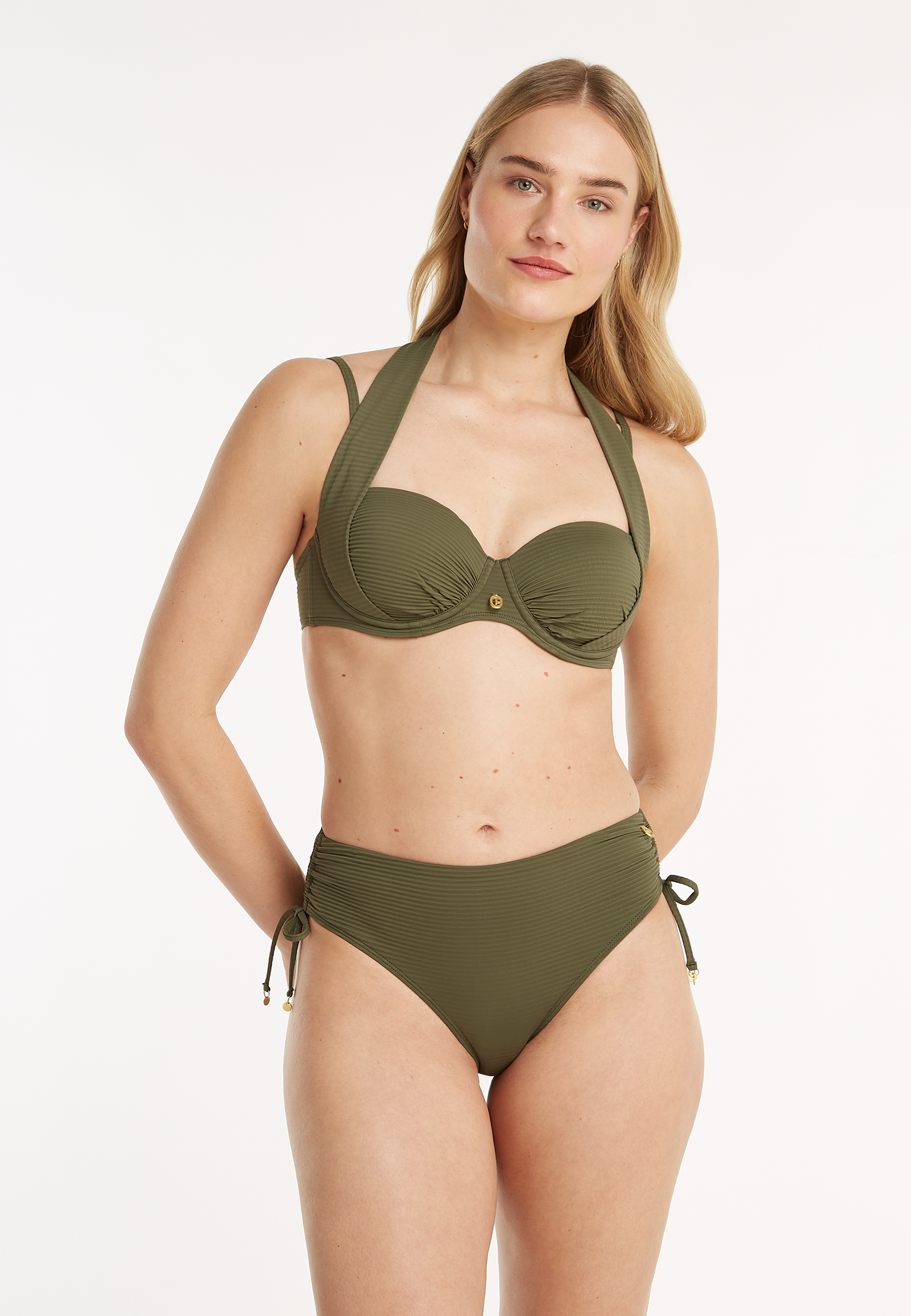 Midi bow bikini bottom deep olive 