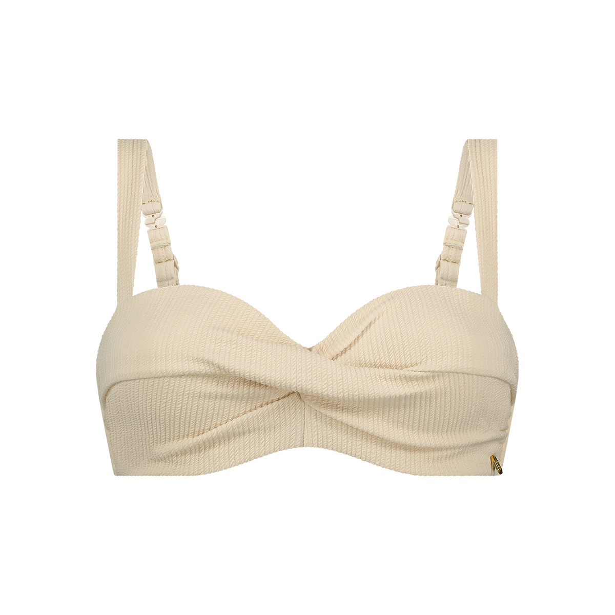 Twisted bikini top off white relief